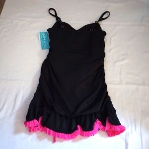 NWT Gorgeous Sz 10 Sexy BLACK & HOT PINK ONE PIECE SWIMSUIT BATHING SUIT Miami